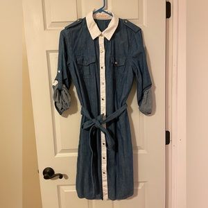Tory Burch Denim with White Trim Dress Size 10
